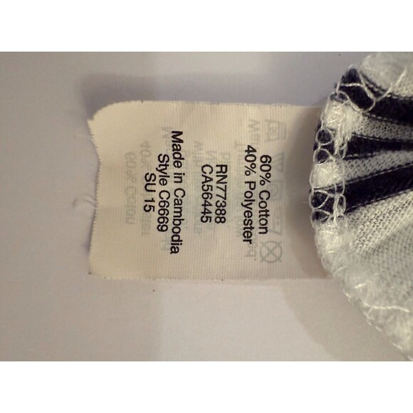 J‎ Crew Women Size XS T-Shirt Short Sleeve 100% Cotton cream w black Stripes - Picture 8 of 8